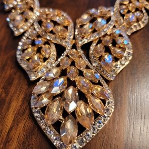 Amber Crystal and Rhinestone Necklace